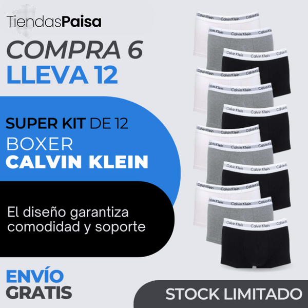 KIT DE 12 CALZONCILLOS BOXER CALVIN KLEIN